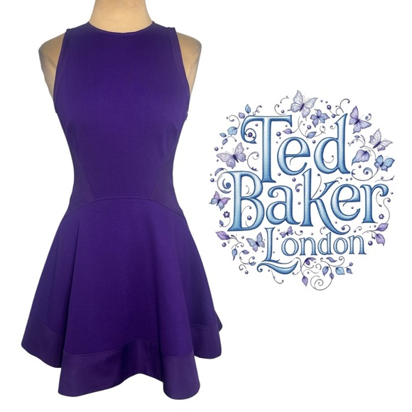 Ted Baker London Women’s Purple Fit & Flare Skater Dress US size 6 - Picture 1 of 7